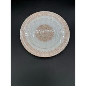 2 Crown Fine Bone China Staffordshire England Gold Lace Salad Plates